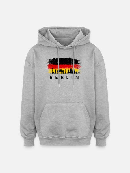 Berlin Skyline on Painted Flag - Oversized Unisex Hoodie - heather grey