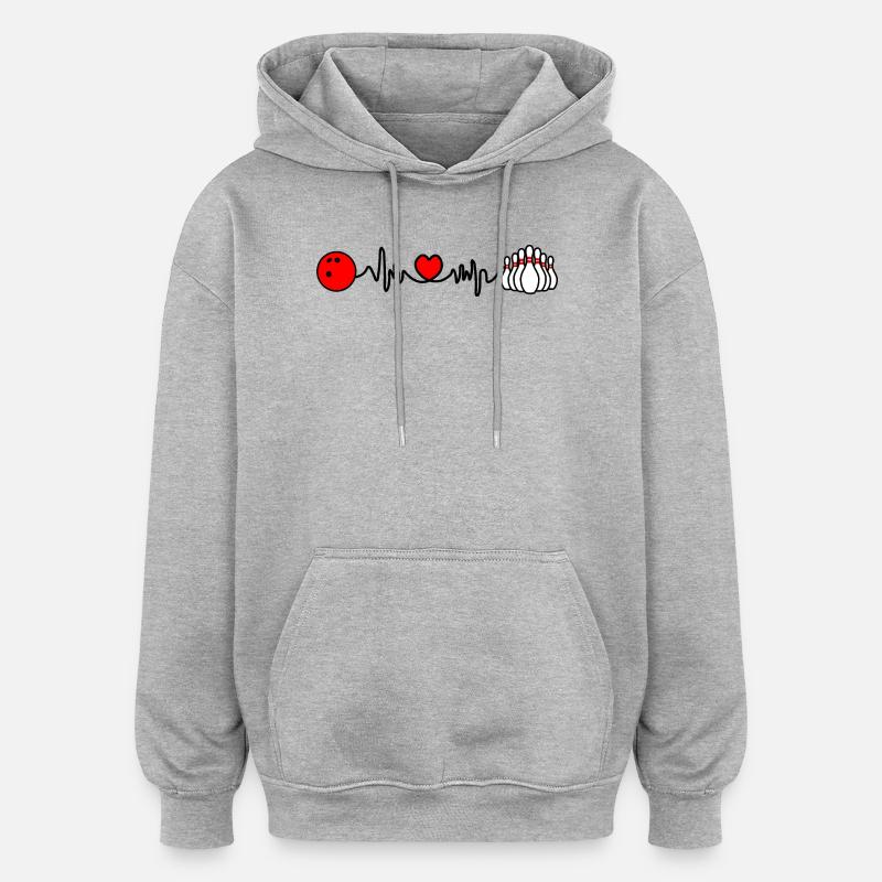 Fréquence cardiaque cardio du bowling - Sweat à capuche oversize unisexe - gris chiné