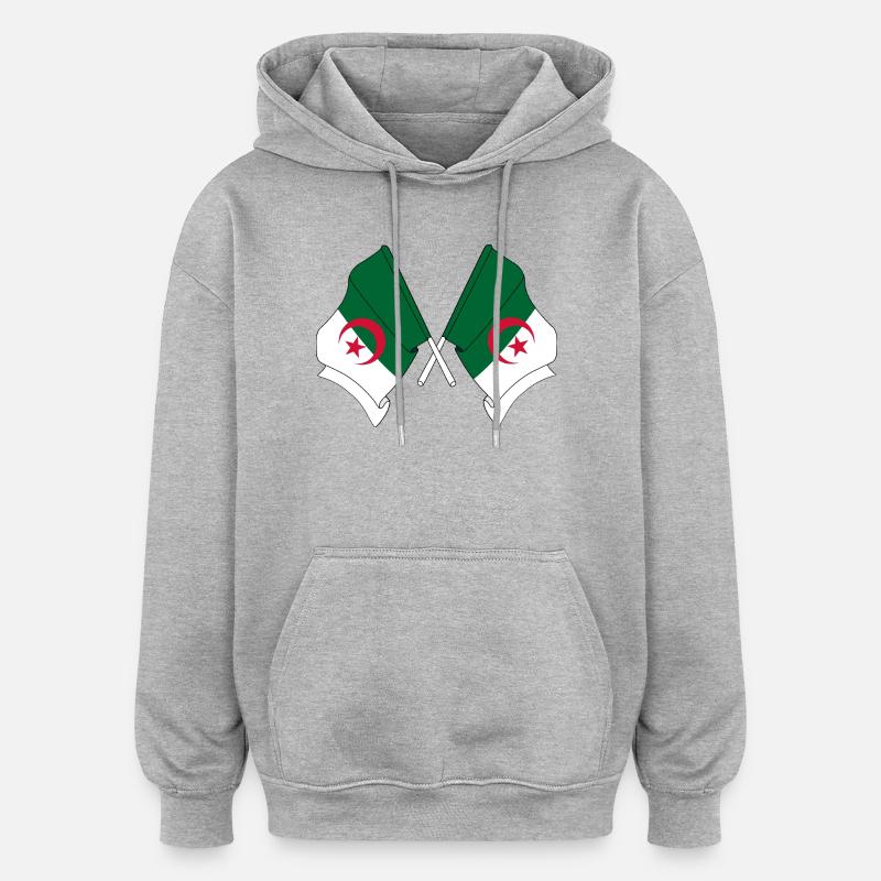 Zwei Flaggen Algeriens überquert - Oversized Unisex Hoodie - Grau meliert