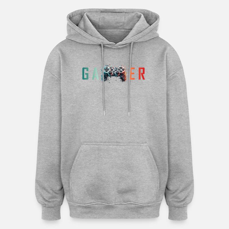 GAMER - Explosive Controller Design - Oversized Unisex Hoodie - heather grey
