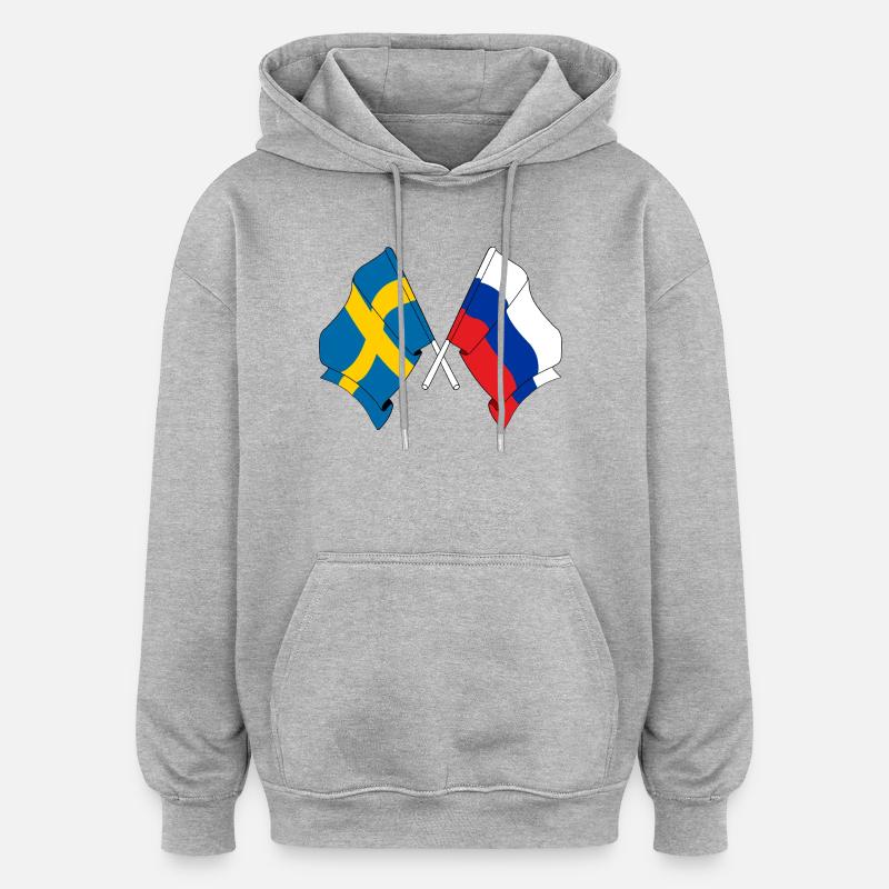 Drapeau Suède drapeau Russie - Sweat à capuche oversize unisexe - gris chiné