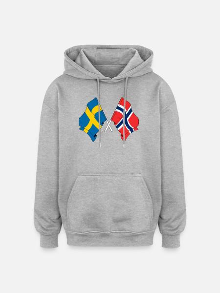 Flag Sweden, flag Norway - Oversized Unisex Hoodie - heather grey