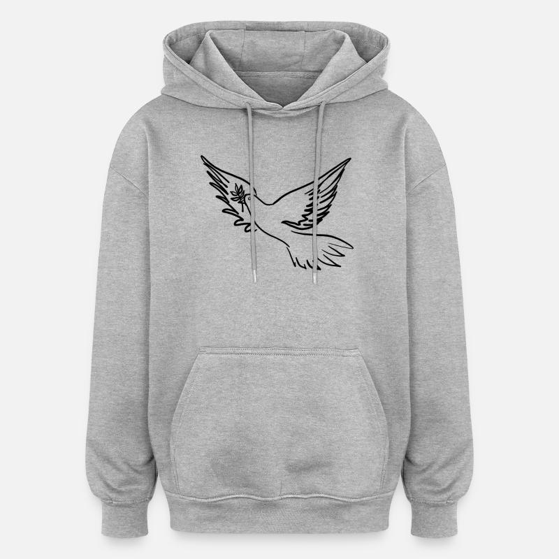 Friedenstaube / Pace / Peace - Oversized Unisex Hoodie - Grau meliert