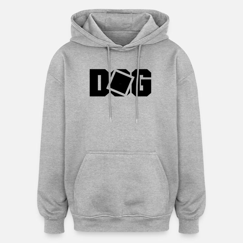 Chien - Sweat à capuche oversize unisexe - gris chiné