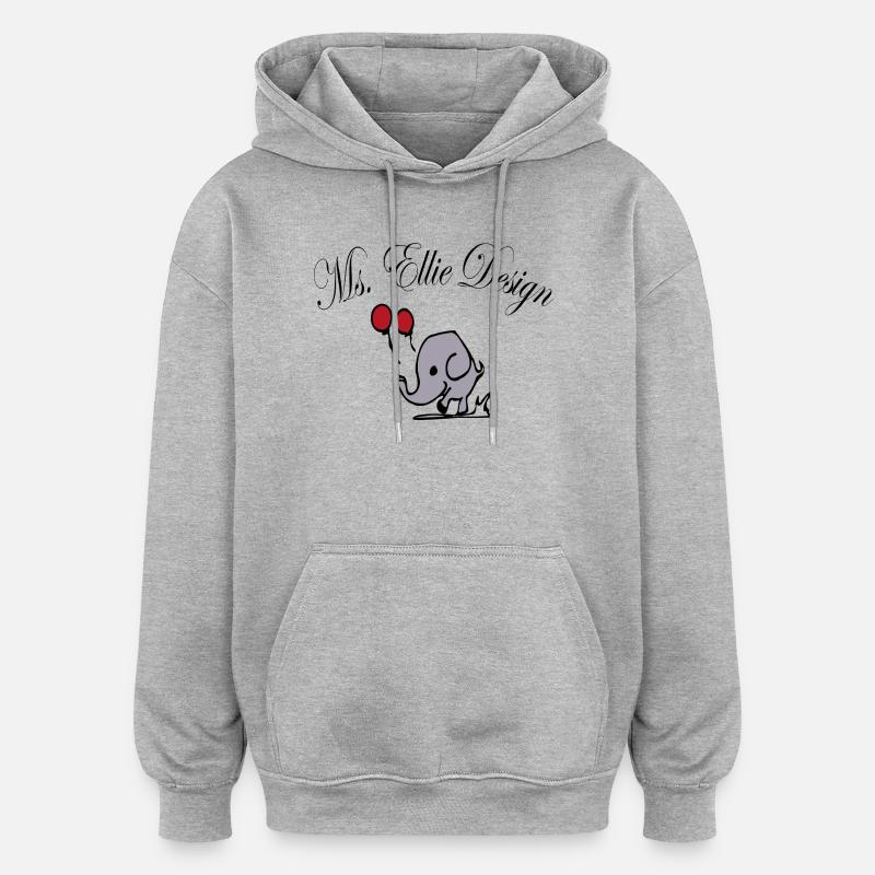 Elefantendame mit Luftballons - Oversized Unisex Hoodie - Grau meliert