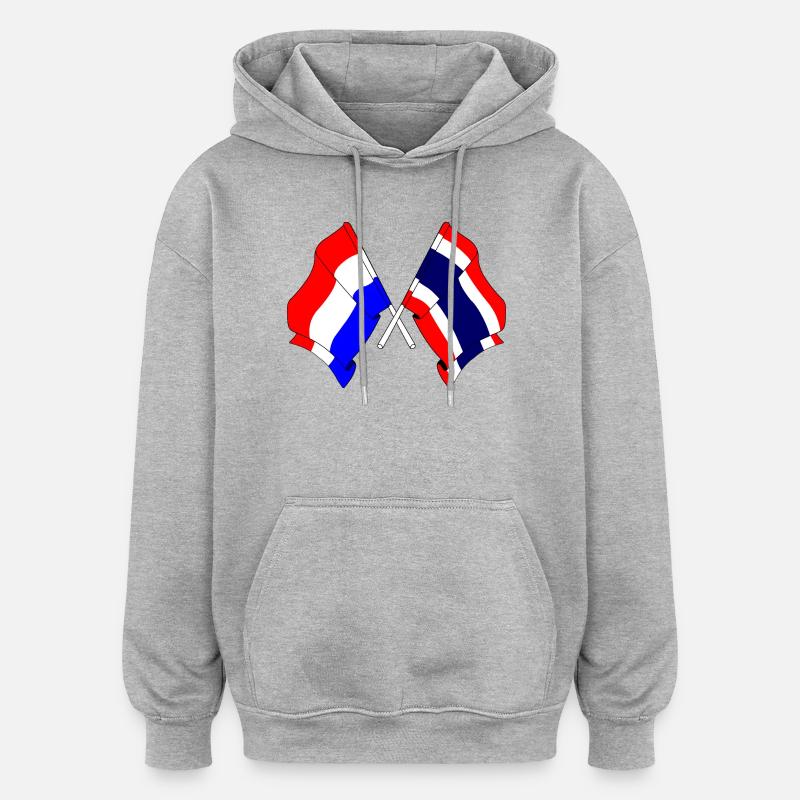 Drapeau Pays-Bas Thaïlande - Sweat à capuche oversize unisexe - gris chiné