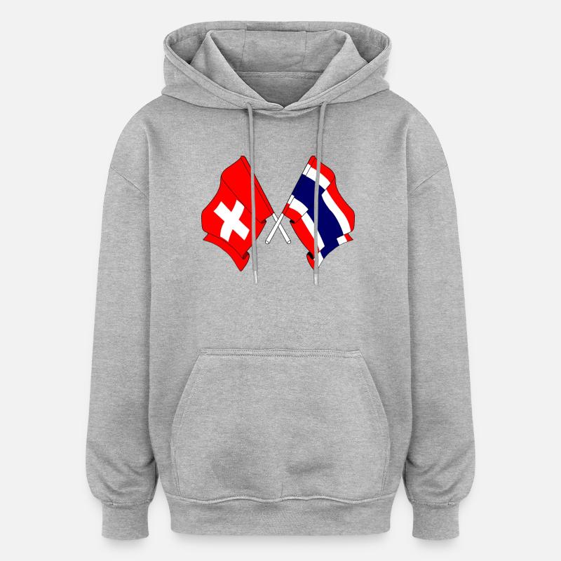 Pavillon Suisse Thaïlande - Sweat à capuche oversize unisexe - gris chiné