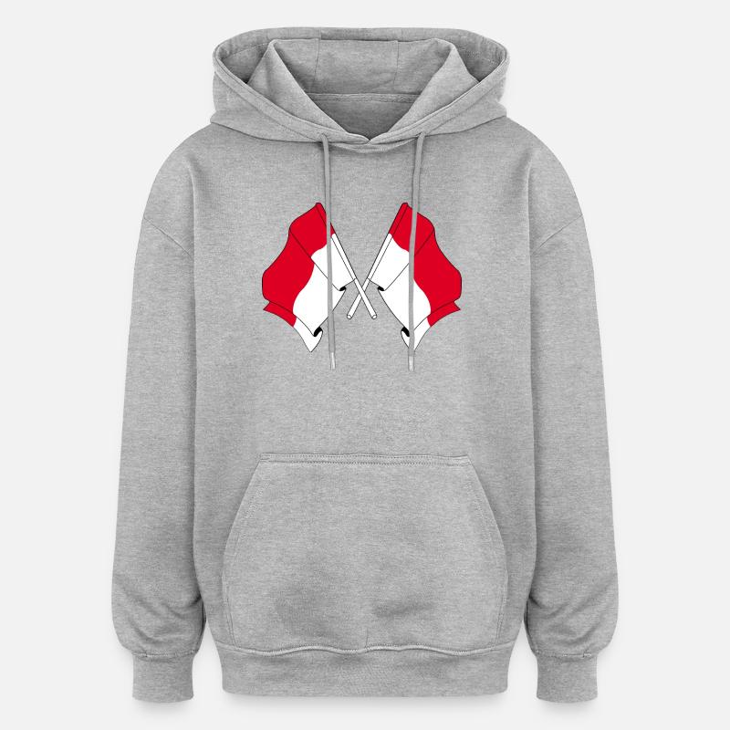 Deux drapeaux indonésiens - Sweat à capuche oversize unisexe - gris chiné