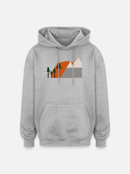 Silhouette Tannen & Berge - Oversized Unisex Hoodie - Grau meliert