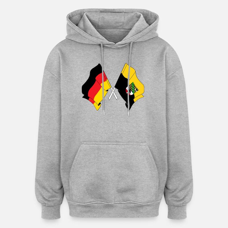 Drapeau Allemagne, drapeau saxe-anhalt croisé - Sweat à capuche oversize unisexe - gris chiné
