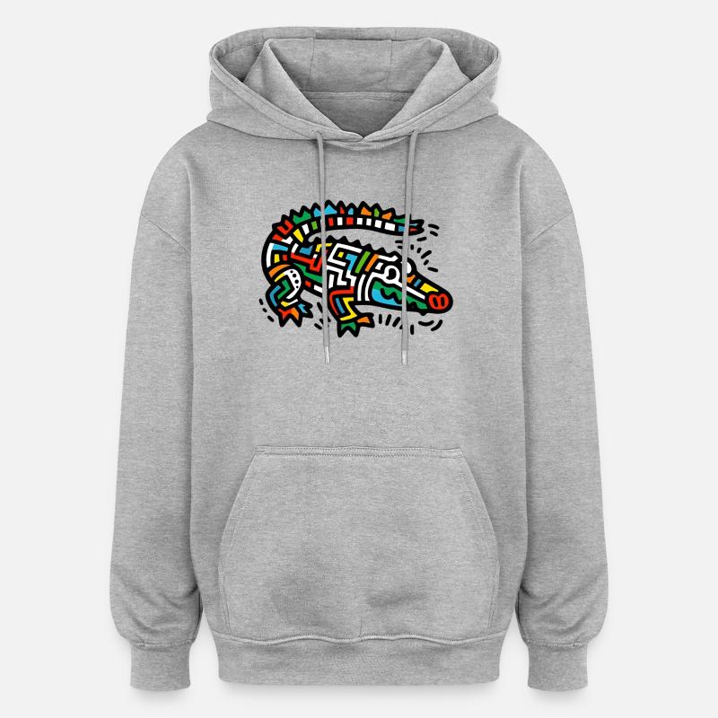 Crocodile - Sweat à capuche oversize unisexe - gris chiné