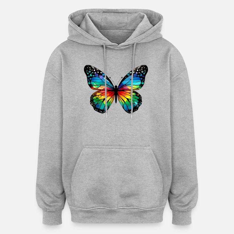Schmetterling - Oversized Unisex Hoodie - Grau meliert