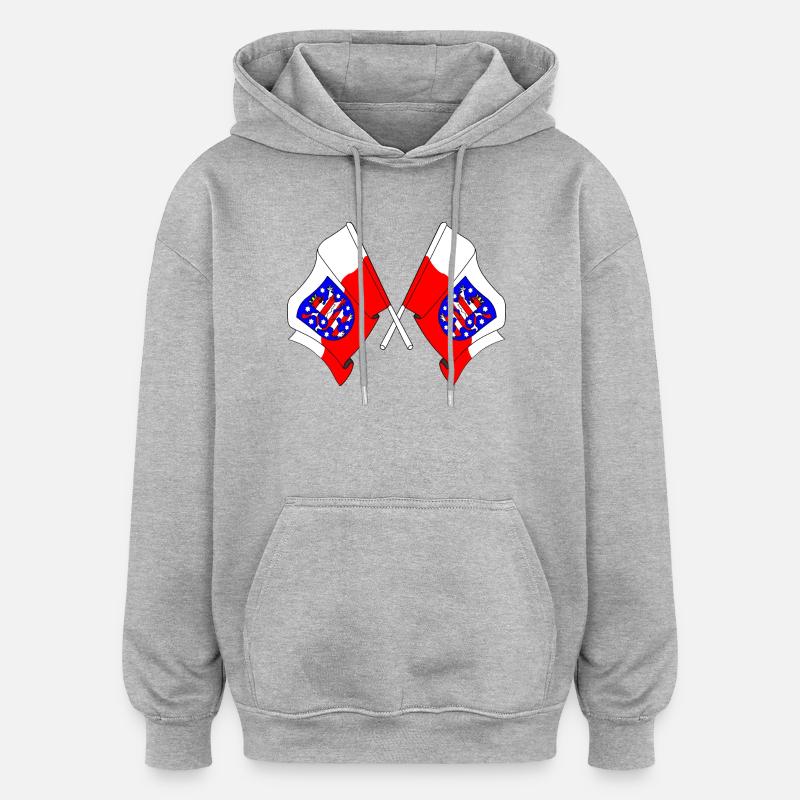 Deux drapeaux traversent la Thuringe - Sweat à capuche oversize unisexe - gris chiné