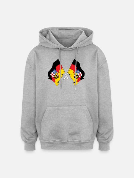 Drapeaux traversant la Sarre - Sweat à capuche oversize unisexe - gris chiné
