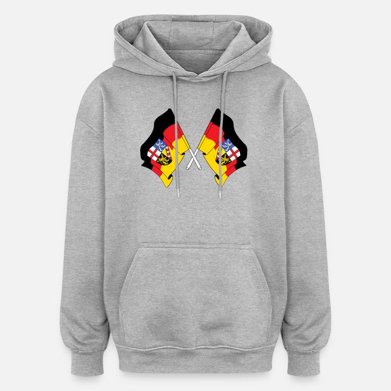 Drapeaux traversant la Sarre - Sweat à capuche oversize unisexe - gris chiné