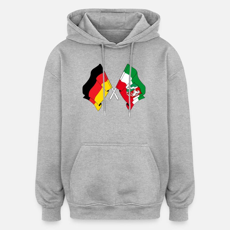 Drapeau Allemagne, Rhénanie-du-Nord-Westphalie - Sweat à capuche oversize unisexe - gris chiné