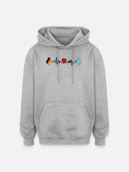 Cardio heart Flag Germany, Bayern - Oversized Unisex Hoodie - heather grey