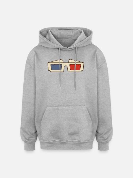 Retro Movie 3d Glasses - Oversized Unisex Hoodie - heather grey