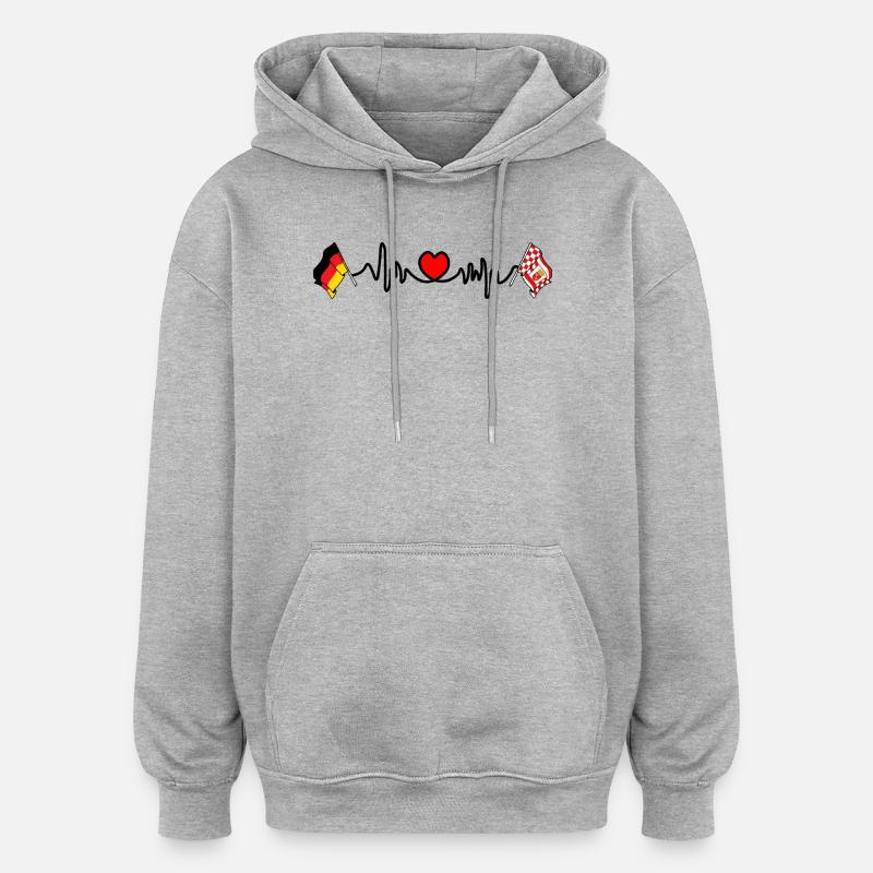 Cardio cardiaque Flag Allemagne, Brême - Sweat à capuche oversize unisexe - gris chiné