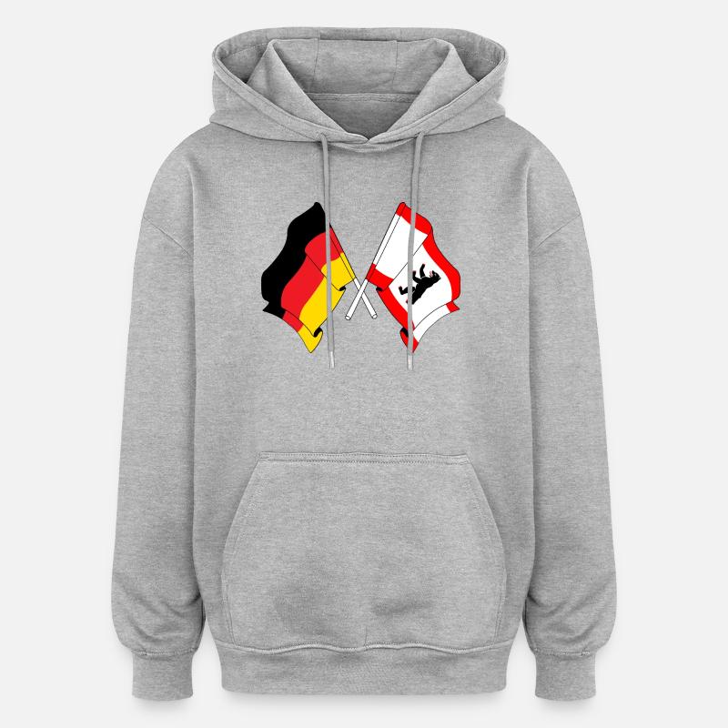 Drapeau Allemagne, Berlin - Sweat à capuche oversize unisexe - gris chiné