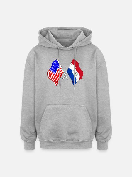 Flag USA, flag Paraguay - Oversized Unisex Hoodie - heather grey