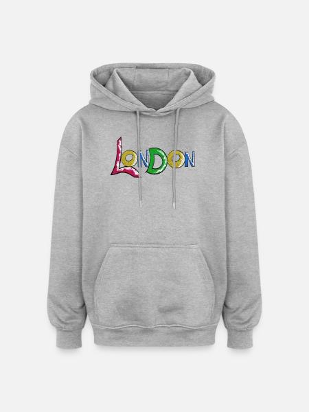 Vibrant London lettering in gradient - Oversized Unisex Hoodie - heather grey