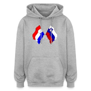 Drapeau des Pays-Bas, Slovénie - Sweat à capuche oversize unisexe - gris chiné - Devant - Noah (186cm)