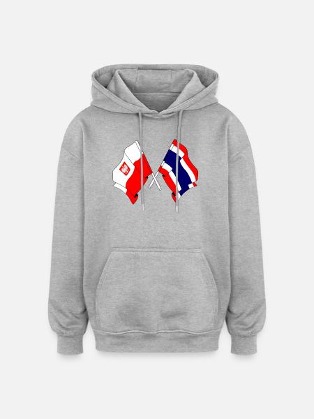 Flag Poland, Thailand - Oversized Unisex Hoodie - heather grey