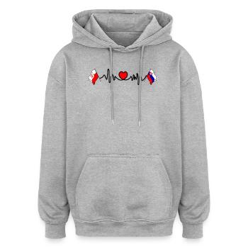 Cardio Herz Flagge Polen, Slowakei - Oversized Unisex Hoodie - Grau meliert - Vorne - Noah (186cm)