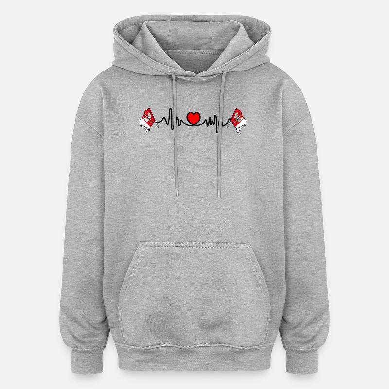 Herzfrequenz Cardio, Großpolen - Oversized Unisex Hoodie - Grau meliert