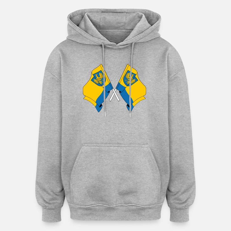 Two flags Opole - Oversized Unisex Hoodie - heather grey