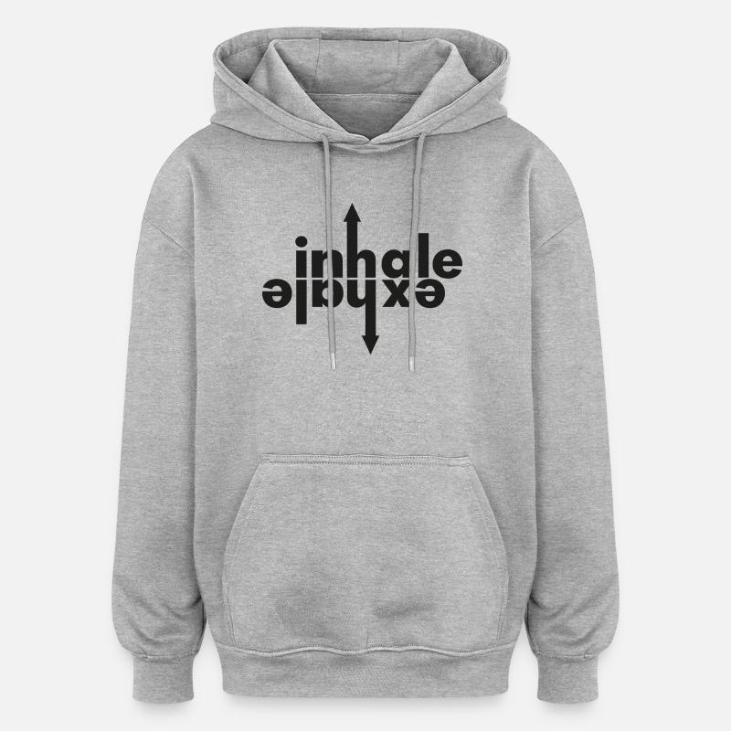 INHALE - EXHALE - Oversized Unisex Hoodie - Grau meliert