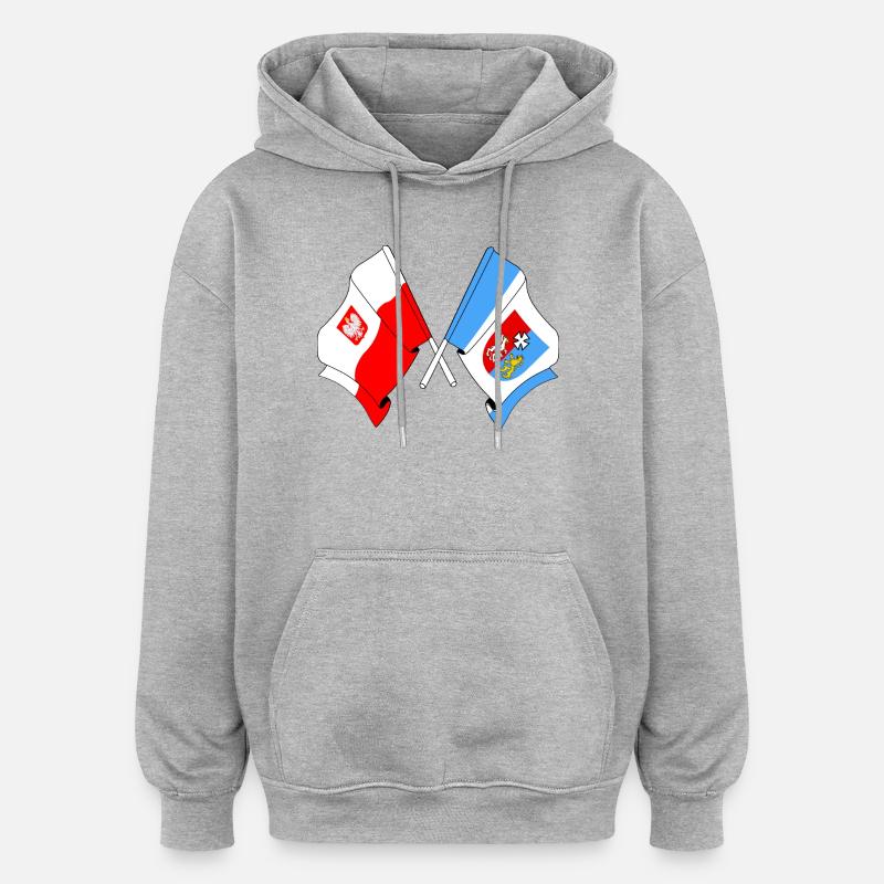 Drapeau Pologne, Subcarpatie franchie - Sweat à capuche oversize unisexe - gris chiné