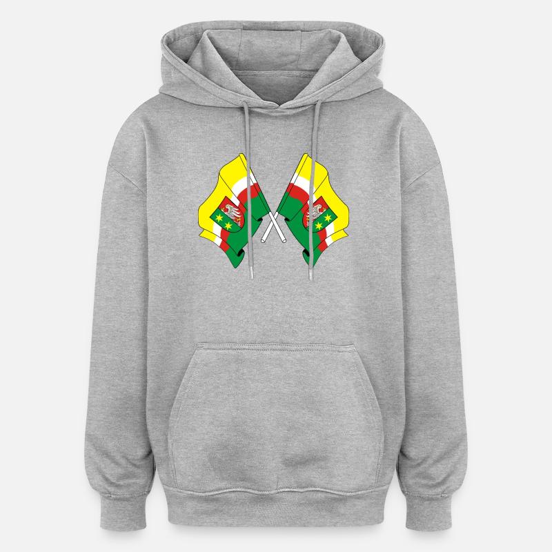 Deux drapeaux Lubusz - Sweat à capuche oversize unisexe - gris chiné