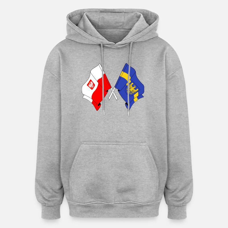 Drapeau Pologne Silésie - Sweat à capuche oversize unisexe - gris chiné