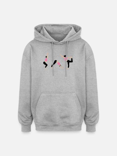 Power-Yoga im Fitnessstudio pink - Oversized Unisex Hoodie - Grau meliert