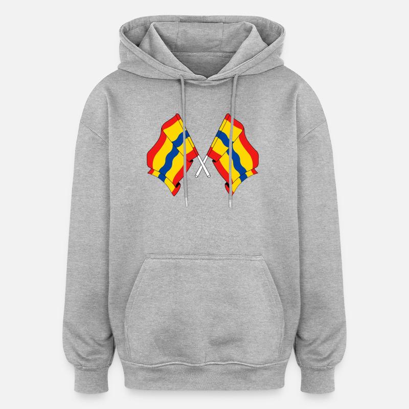 Deux drapeaux de la province d'Overijssel - Sweat à capuche oversize unisexe - gris chiné