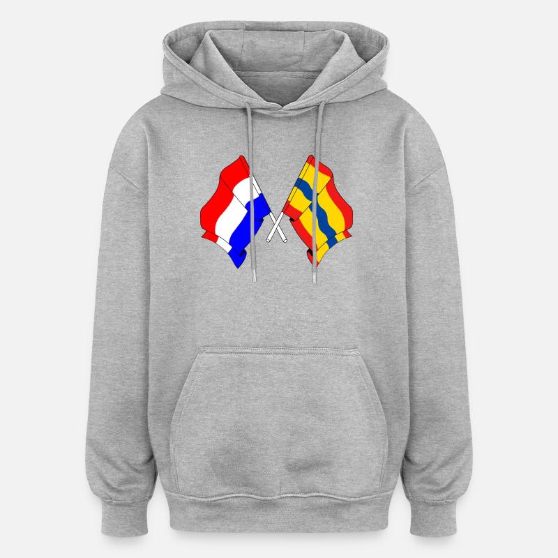 Drapeau des Pays-Bas, Overijssel croisé - Sweat à capuche oversize unisexe - gris chiné