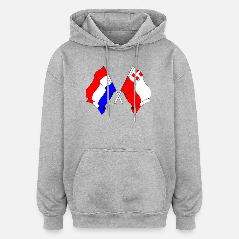Drapeau des Pays-Bas, Utrecht croisé - Sweat à capuche oversize unisexe - gris chiné