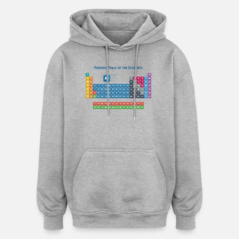 Tableau périodique des éléments 2 - Sweat à capuche oversize unisexe - gris chiné