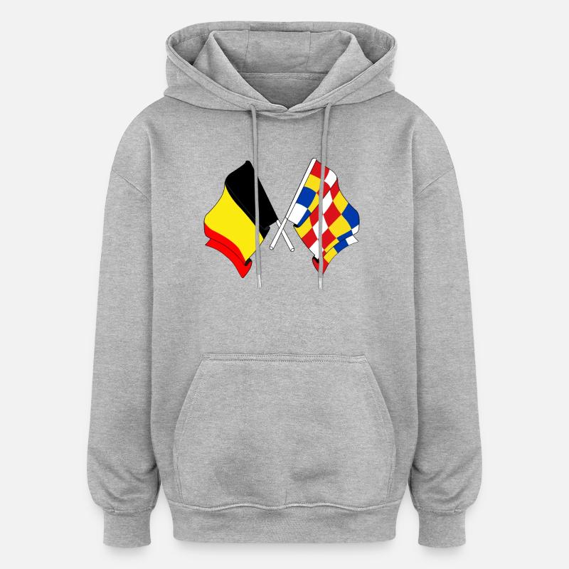 Drapeau de la Belgique, Anvers - Sweat à capuche oversize unisexe - gris chiné