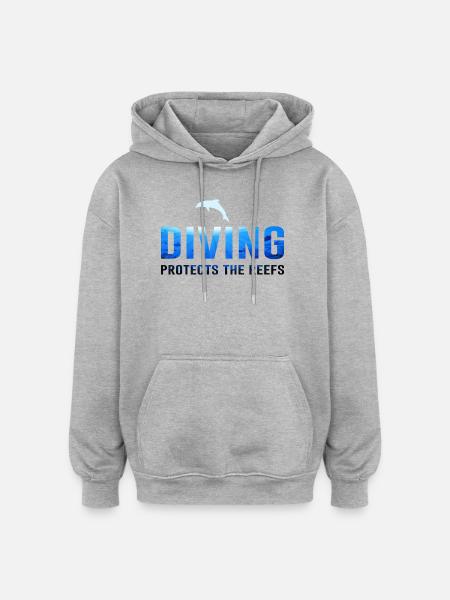 Diving Diver Nature Conservation Saying Dolphin - Oversized Unisex Hoodie - heather grey