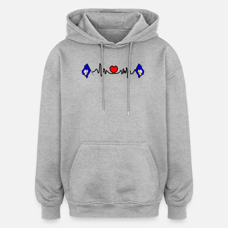 Fréquence cardiaque cardio Région de Bruxelles-Capitale - Sweat à capuche oversize unisexe - gris chiné