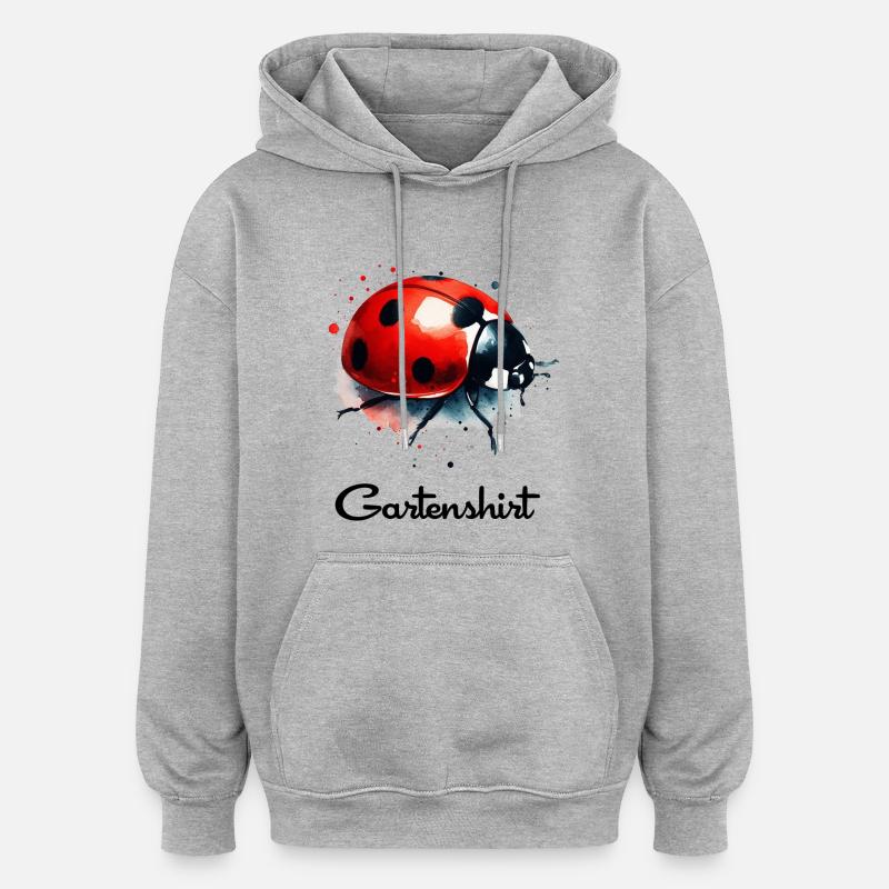 Gartenshirt Marienkäfer Gärtner - Oversized Unisex Hoodie - Grau meliert
