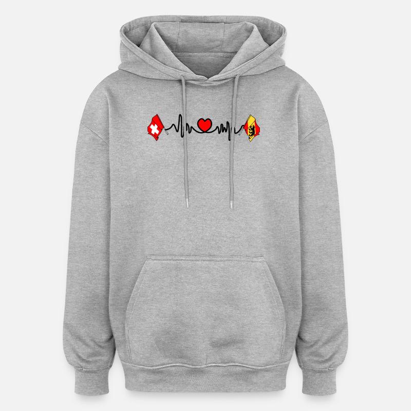 Cardio heart Drapeau Suisse, drapeau Berne - Sweat à capuche oversize unisexe - gris chiné