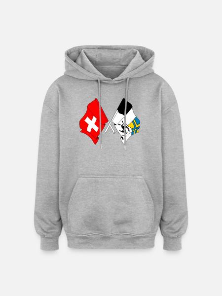 Schweiz-Flagge und Bündner Flagge - Oversized Unisex Hoodie - Grau meliert