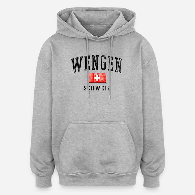 Wengen Schweiz Emblem - Oversized Unisex Hoodie - Grau meliert