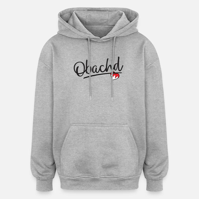 Obachd - Sweat à capuche oversize unisexe - gris chiné