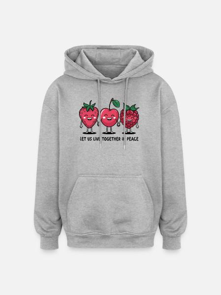 Berries of Peace - Oversized Unisex Hoodie - heather grey