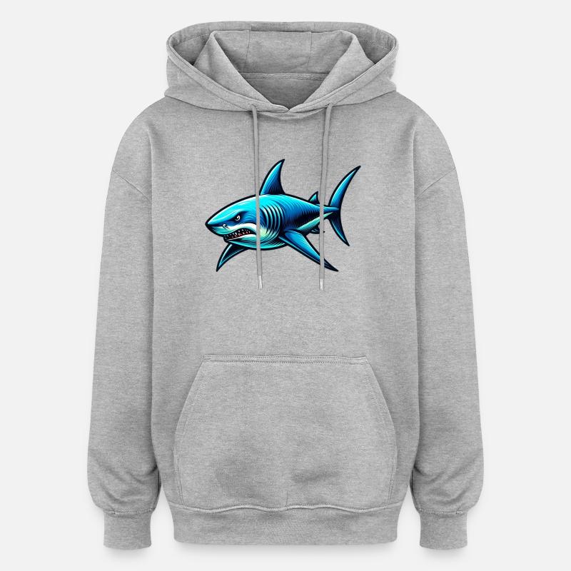 Requin - Sweat à capuche oversize unisexe - gris chiné